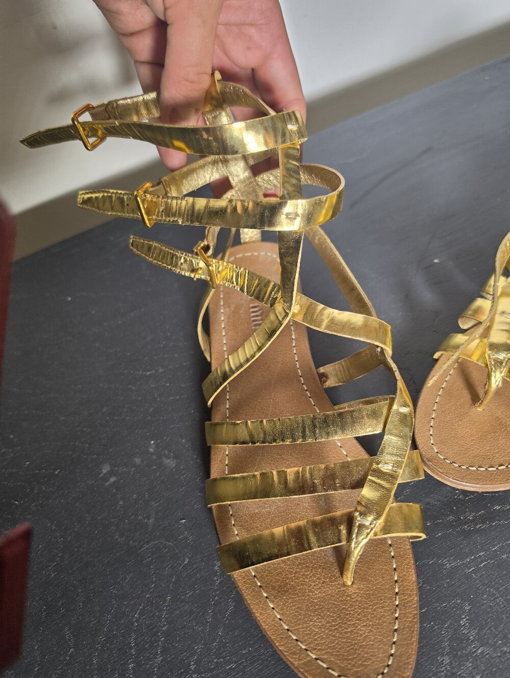 Miu Miu Gold Gladiator Sandal